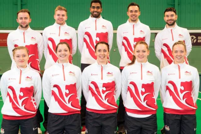 The Team England badminton squad, including Chris and Gabby Adcock.