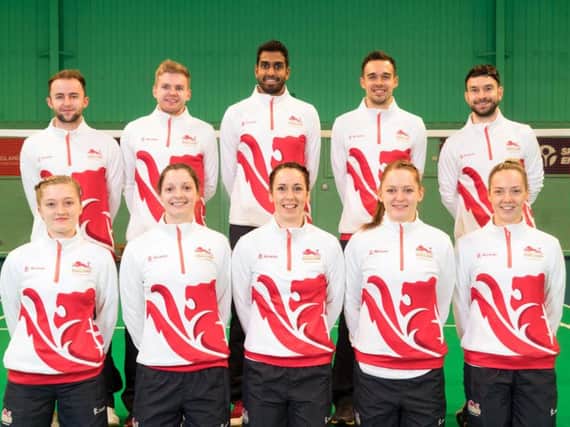 The Team England badminton squad, including Chris and Gabby Adcock.