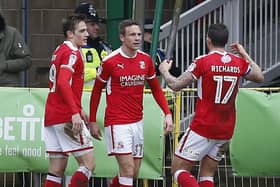 Picture by Gareth Williams/AHPIX.com; Football; Sky Bet League Two; Swindon Town v Mansfield Town; 10/2/18  KO 15.00; The Energy Check County Ground; copyright picture; Howard Roe/AHPIX.com; Swindon's Matty Taylor celebrates giving them the lead