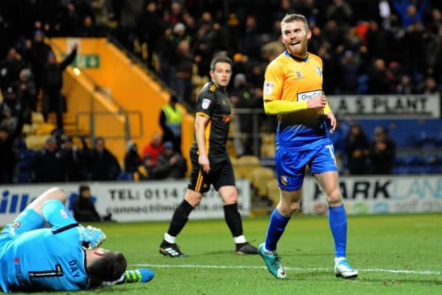 Mansfield Town v Newport County
Alfie Potter after scoring his second for the Stags in the first half.