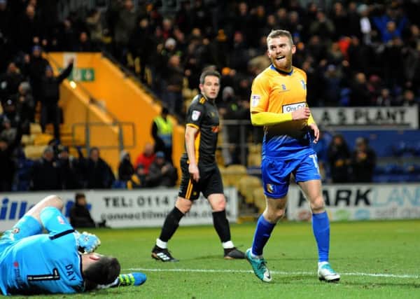 Mansfield Town v Newport County
Alfie Potter after scoring his second for the Stags in the first half.