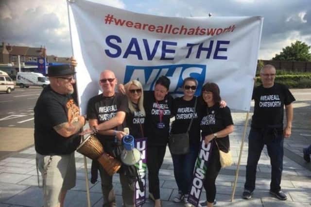 Campaigners who marched against the cuts in September.
