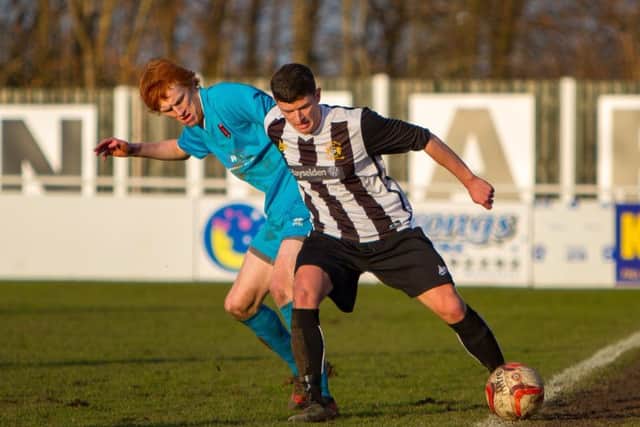 Action from Clipstones defeat at Athersley Recreation on Saturday to leave them bottom of the table. (PHOTO BY: Dan Walker)