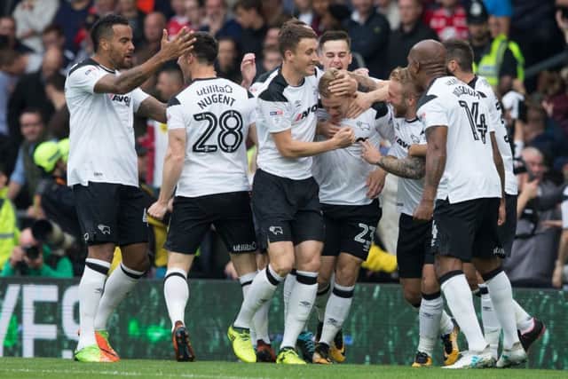Derby County vs Nottingham Forest - Matej Vydra of Derby County celebrates his goal - Pic By James Williamson