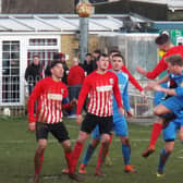 Action from Teversals 1-0 defeat at home to Belper United.  (PHOTO BY: Keith Parnill).