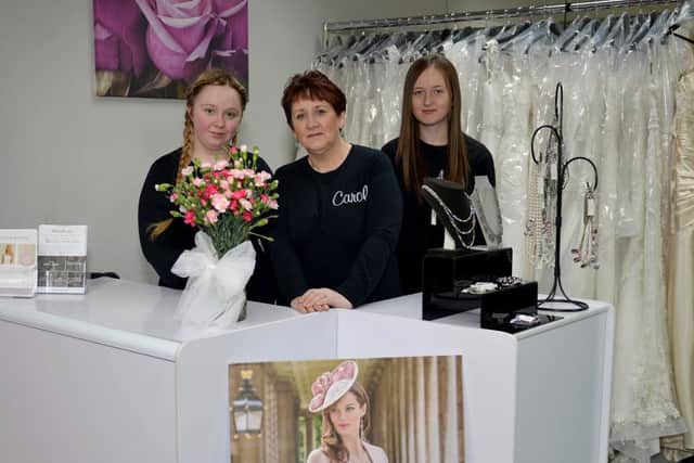 Brides & Mothers Designer Wedding Outlet, Mansfield, pictured are Beth Warriner, Carol Warriner and Abby Cotterill
