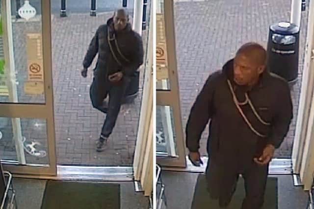 Officers would like to speak to this man in connection with a knifepoint robbery at the Co-op in Kirkby.