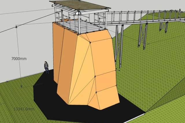 The planned zipline and climbing wall.
