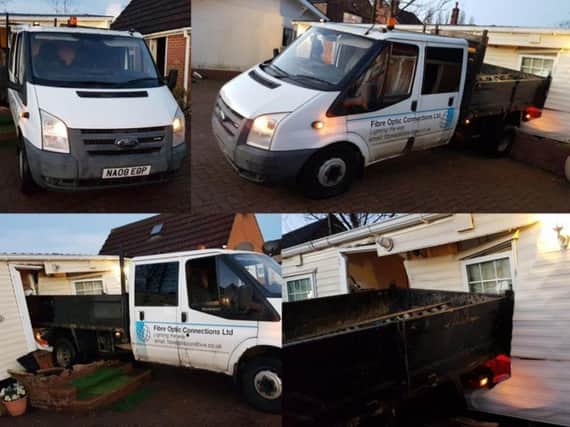Two stolen vans caused over Â£50,000 worth of damage at a caravan site.