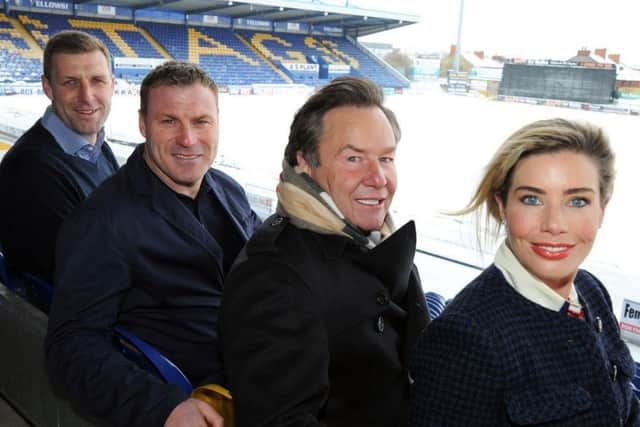 Mansfield Town owner, John Radford, with new manager David Flitcroft at the One Call Stadium press call on Thursday, also pictured are Caroline Radford the Chief Executive and new assistant manager Ben Futcher.