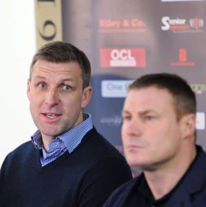 Assistant manager, Ben Futcher, left, makes a return to the One Call Stadium with new manager David Flitcroft.