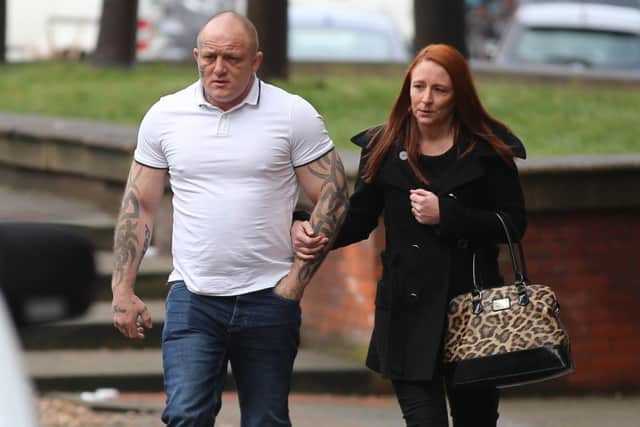 Darran Weeks, father of Leonne Weeks, and his wife arrive at Sheffield Crown court for the sentencing of Shea Heeley, who pleaded guilty to the murder of Leonne. Photo - Ross Parry