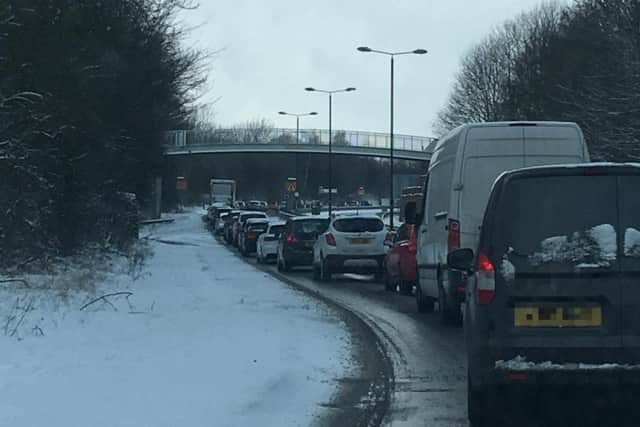 Traffic on the A617 Chesterfield Road at Pleasley.