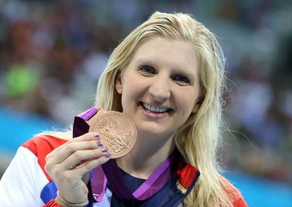 PICTURE BY VAUGHN RIDLEY/SWPIX.COM - London 2012 Olympic Games - Swimming - Aquatics Centre, Olympic Park, London, England - 29/07/12 - Great Britain's Rebecca Adlington wins Bronze in the Women's 400m Freestyle Final.