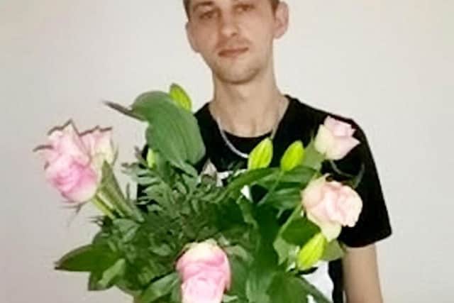 Jason Knight with the flowers.