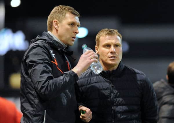 Stags manager, David Flitcroft with assistant Ben Futcher.