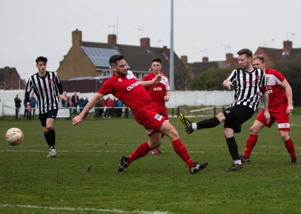 A chance for Clipstone during their defeat at home to Bridlington Town. (PHOTO BY: Andy Sumner)