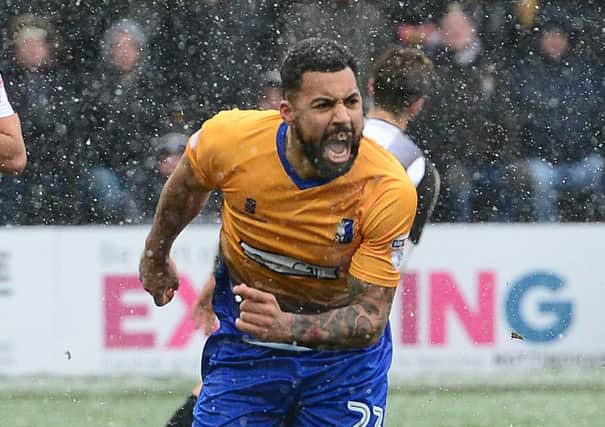 Picture by Howard Roe/AHPIX.com;Football;Skybet; League Two;EFL;
Notts County v Mansfield Town
17/3/2018  KO 1.00 pm; Meadow Lane;
copyright picture;Howard Roe;07973 739229

Stag's Kane Hemmings celebrates the late penalty equiliser