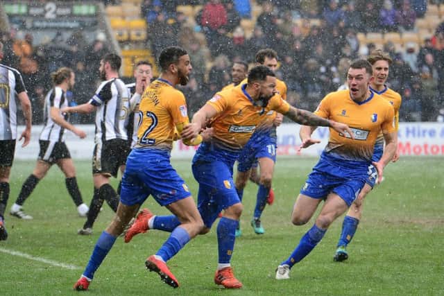 Picture by Howard Roe/AHPIX.com;Football;Skybet; League Two;EFL;Notts County v Mansfield Town17/3/2018  KO 1.00 pm; Meadow Lane;copyright picture;Howard Roe;07973 739229Stag's Kane Hemmings celebrates his late equiliser against Notts  County