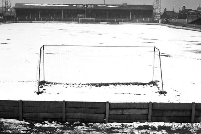 Snow on the Field Mill pitch in 1969.
