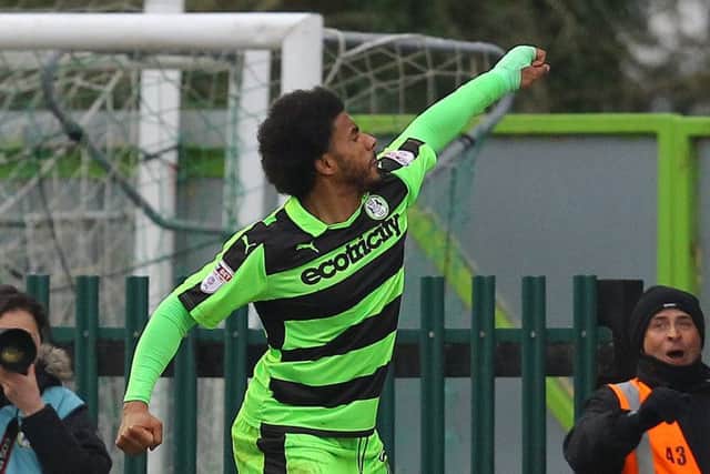 Picture by Gareth Williams/AHPIX.com; Football; Sky Bet League Two; Forest Green Rovers v Mansfield Town; 24/3/18 KO 15.00; The New Lawn; copyright picture; Howard Roe/AHPIX.com; Rovers' Reuben Reid celebrates scoring the opener against Mansfield