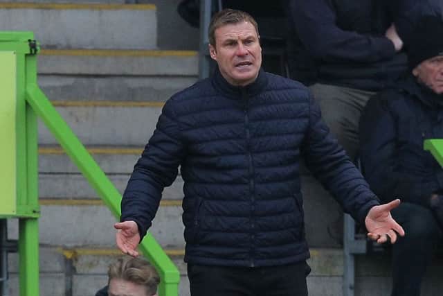 Picture by Gareth Williams/AHPIX.com; Football; Sky Bet League Two; Forest Green Rovers v Mansfield Town; 24/3/18  KO 15.00; The New Lawn; copyright picture; Howard Roe/AHPIX.com; A frustrated David Flitcroft as his Mansfield side were beaten at Forest Green Rovers