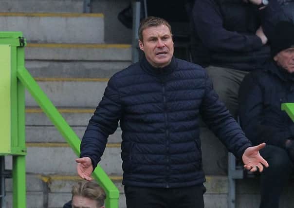 Picture by Gareth Williams/AHPIX.com; Football; Sky Bet League Two; Forest Green Rovers v Mansfield Town; 24/3/18  KO 15.00; The New Lawn; copyright picture; Howard Roe/AHPIX.com; A frustrated David Flitcroft as his Mansfield side were beaten at Forest Green Rovers