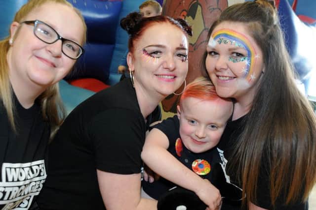 Fun day in aid of five-year-old Carter who has Duchenne muscular dystrophy.Carter is centre of attention with mum Jodie and Aunties, Jacky and Janey.