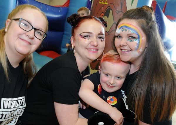 Fun day in aid of five-year-old Carter who has Duchenne muscular dystrophy.
Carter is centre of attention with mum Jodie and Aunties, Jacky and Janey.
