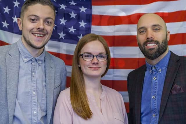 Purpose Media bosses, from left,  Jamie Bourn, Katrina Starkie and Claudio Davanzo.