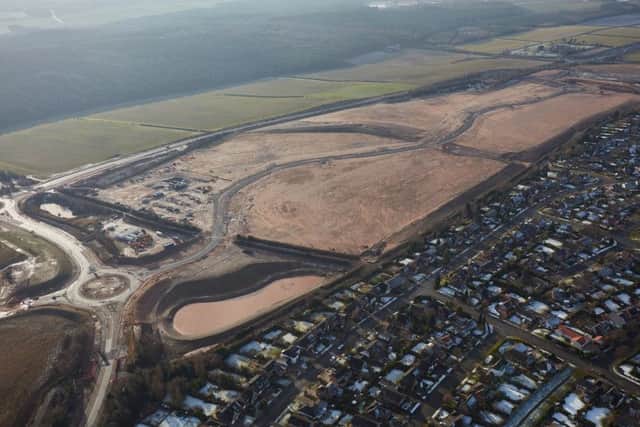 Aerial photograph showing phase one infrastructure works at the Lindhurst Development, Mansfield