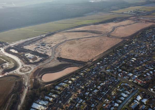 Aerial photograph showing phase one infrastructure works at the Lindhurst Development, Mansfield