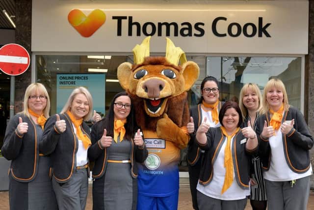 Party time with Mansfield Town mascot, Sammy The Stag, at the new Thomas Cook store in the Four Seasons Shopping Centre in Mansfield.