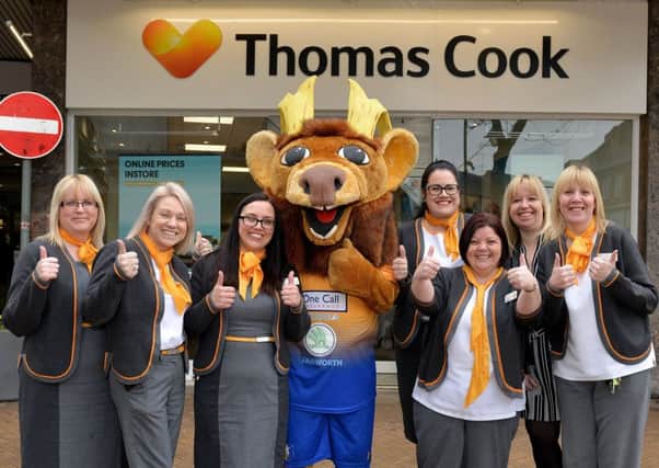Party time with Mansfield Town mascot, Sammy The Stag, at the new Thomas Cook store in the Four Seasons Shopping Centre in Mansfield.