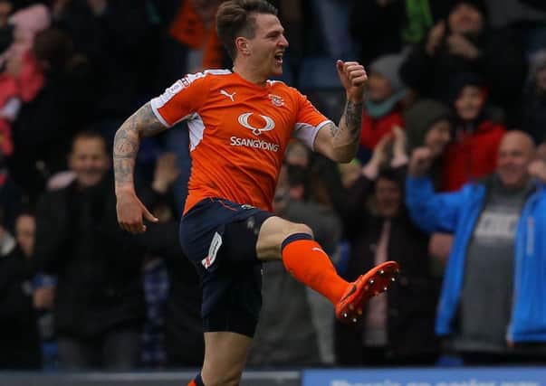 Picture by Gareth Williams/AHPIX.com; Football; Sky Bet League Two; Luton Town v Mansfield Town; 2/4/18  KO 15.00; Kenilworth Road; copyright picture; Howard Roe/AHPIX.com; Luton's Glen Rea celebrates putting them 2-1 ahead against Mansfield