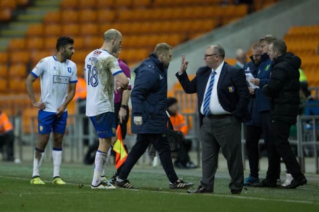 Blackpool vs Mansfield Town - David Mirfin of Mansfield Town goes off injured - Pic By James Williamson
