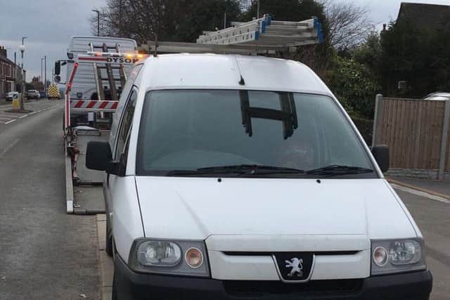 The seized white van.