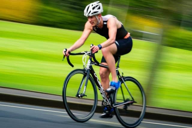 Chris Holmes in action for the club when winning The University Of Nottingham GO TRI Aquabike event.