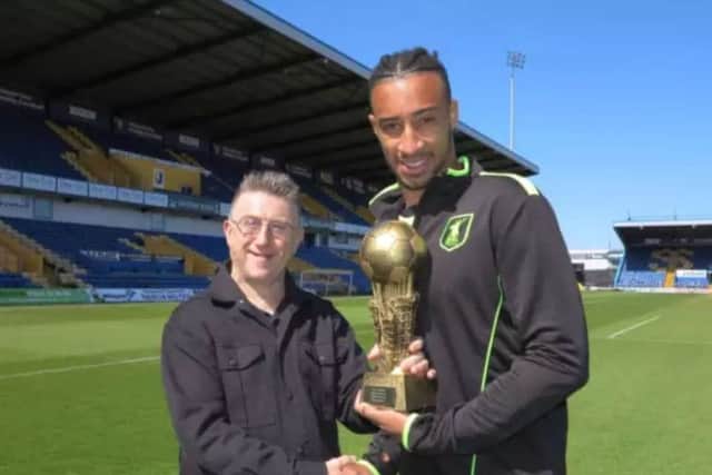 Bennett wins Chad Readers Stags Player of the Year trophy 2017. presented by John Lomas