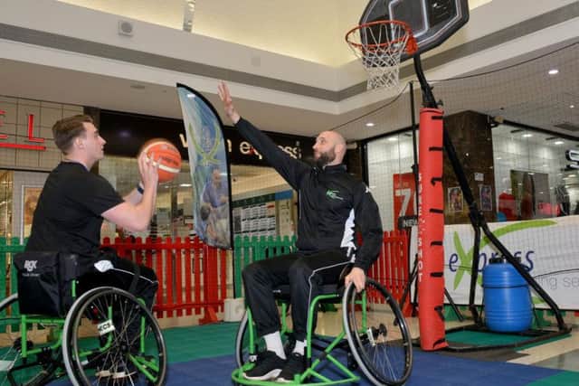 Wheelchair basketball demonstration at Four Seasons Shopping Centre, Mansfield.