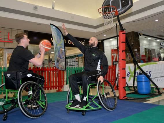 Wheelchair basketball demonstration at Four Seasons Shopping Centre, Mansfield.