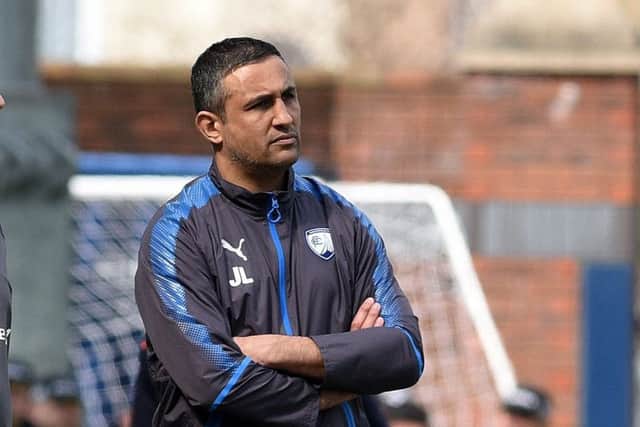 Picture Andrew Roe/AHPIX LTD, Football, EFL Sky Bet League Two, Chesterfield v Mansfield Town, Proact Stadium, 14/04/18, K.O 1pmChesterfield's manager Jack LesterAndrew Roe>>>>>>>07826527594