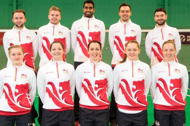 The Team England badminton squad, including Chris and Gabby Adcock.