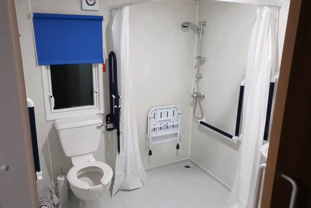 The purpose built wet room in the caravan at Butlins Skegness.