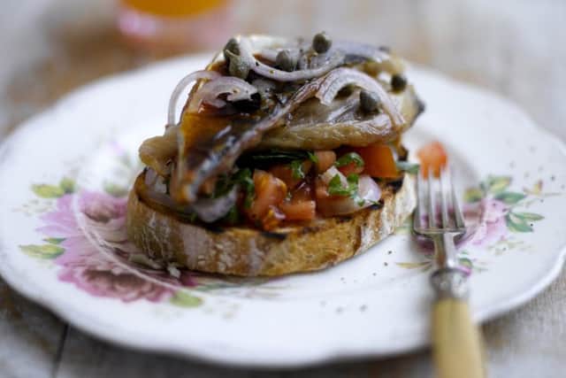 Mackerel with Herby Tomato and Shallots Salsa on Toast