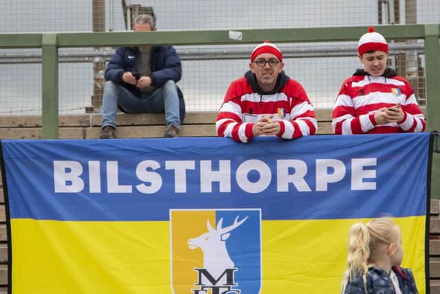 Picture by Lucy Mallorie-Williams/AHPIX.com; Football; Sky Bet League Two; Yeovil Town v Mansfield Town; 28/4/18  KO 15:00; Huish Park; copyright picture; Howard Roe/AHPIX.com; Stags fans at Yeovil