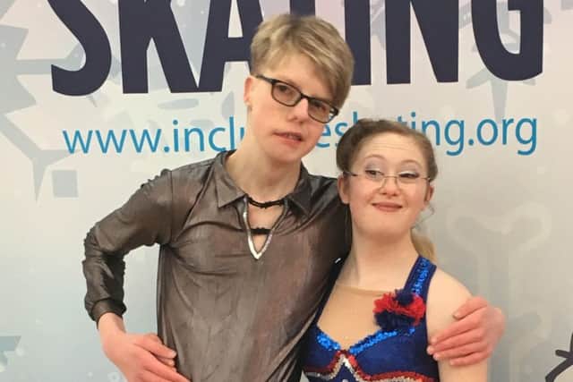 Callum Mills and Meg McFarlane at the British Inclusive Skating Championships in Glasgow.