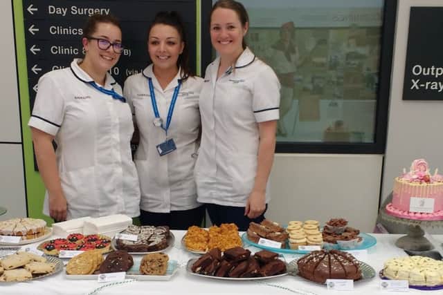 Radiology staff at Kings Mill Hospital who raised more than Â£900 for the gamma scanner appeal from a cake sale.