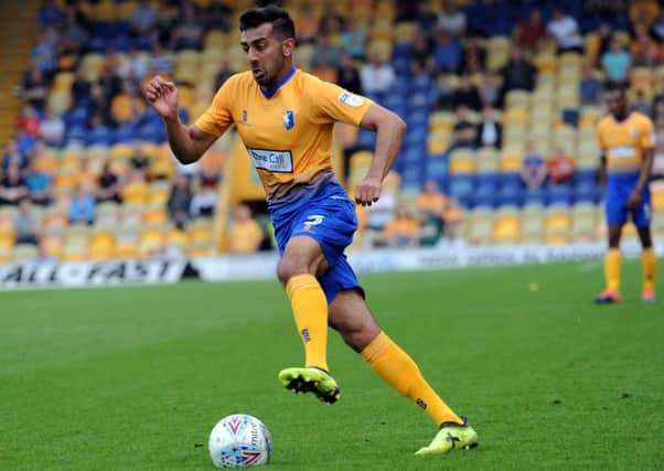 Mansfield Town v Port Vale.
Mal Benning picks the ball up and tries a repeat of last Saturday's goal at Chesterfield.
