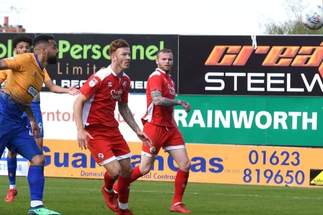 Picture Andrew Roe/AHPIX LTD, Football, EFL Sky Bet League Two, Mansfield Town v Crawley Town, One Call Stadium, 05/05/18, K.O 3pmMansfield's Kane Hemmings equalisesAndrew Roe>>>>>>>07826527594